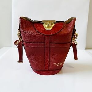 Viola Castellani Italy Red Genuine Leather Bucket Bag